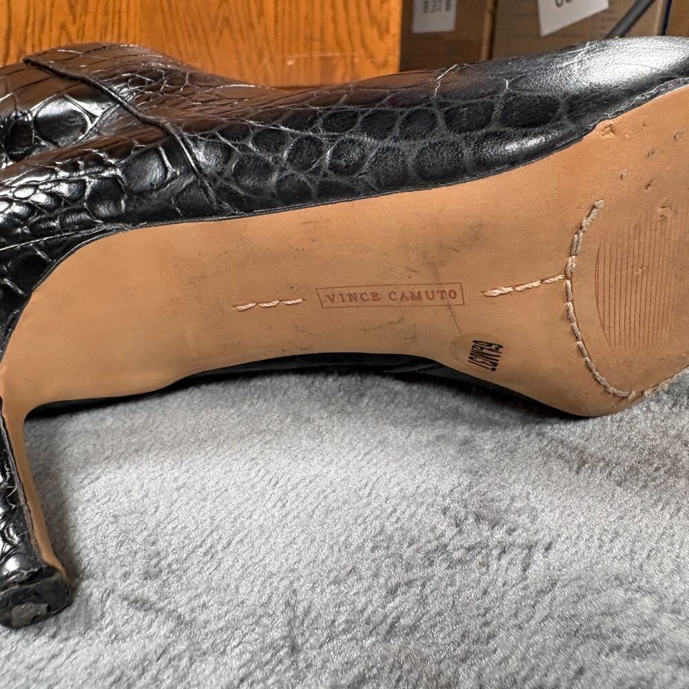 Vince Camuto VC-Aliost Ankle Boots Womens 6.5M Black Croc Embossed Leather - Picture 13 of 16